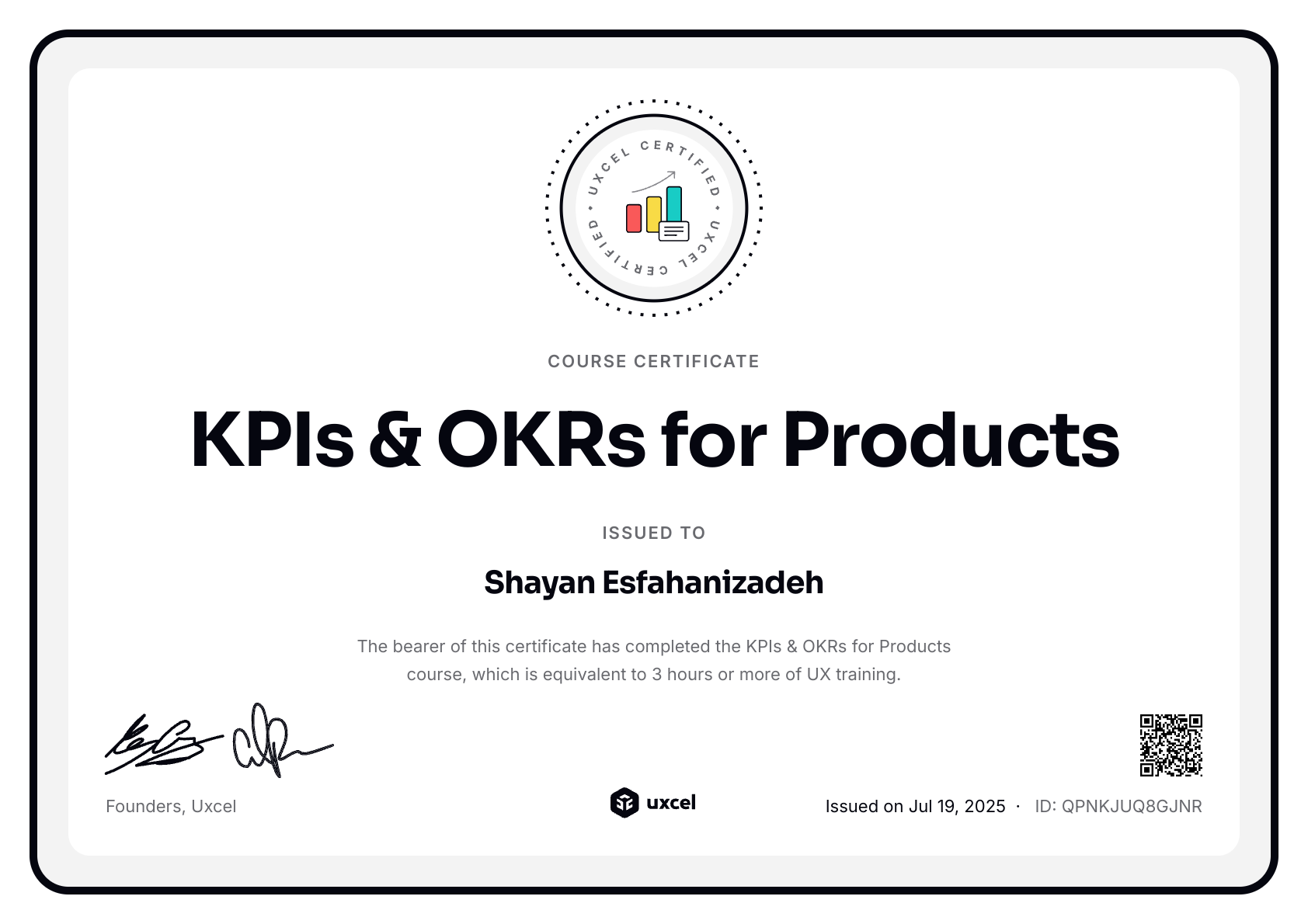 Shayan Esfahanizadeh's certificate